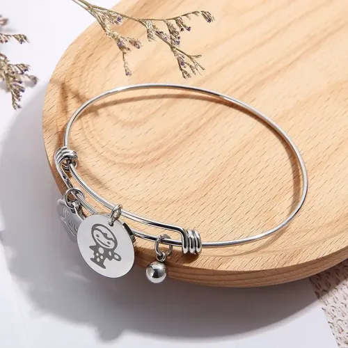 BTGM158 Adjustable Stainless Steel Heart 'Love' Bracelet for Couples Perfect Romantic Gift