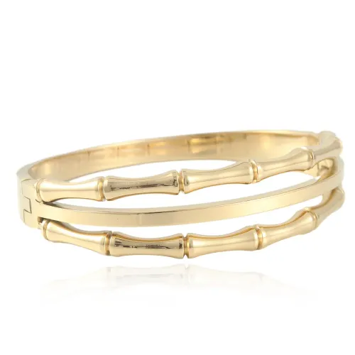 BTGM1 Women's Hollow Bamboo Stainless Steel Bangle Trendy Bracelet