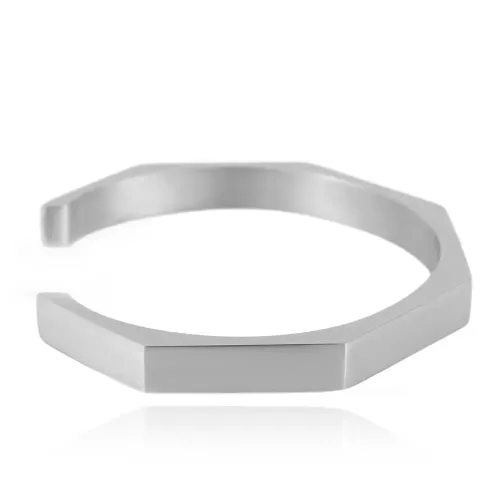 BTGM39 Polished Stainless Steel Open Cuff Bracelet Sleek Modern Bangle
