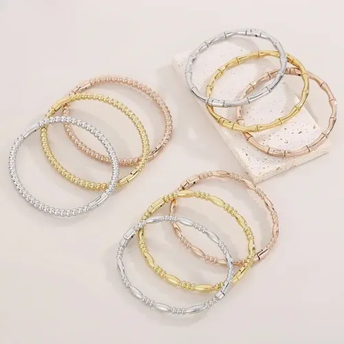 BTGM111 Bamboo Joint K-Gold Plated Stainless Steel Bracelet Adjustable Polished for Success