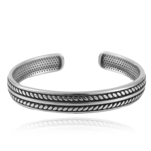 BTGM29 Wheat Sheaf Open Cuff Bracelet Stainless Steel Woven Design Bangle