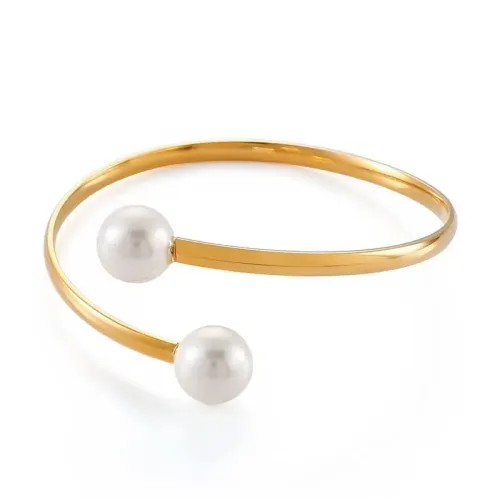 BTGM186 Elegant Open Cuff Pearl Bracelet for Women Stainless Steel Jewelry
