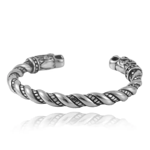 BTGM34 Double Dragon Head Open Cuff Bracelet Braided Stainless Steel Design Bangle