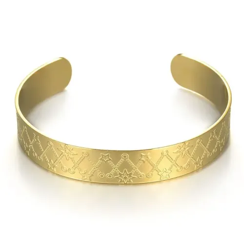 BTGM321 K Gold Stainless Steel Star-Studded Open Adjustable Bracelet for Women