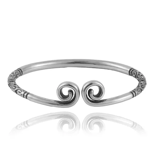 BTGM47 Spellbinding Open Cuff Bracelet Stainless Steel Tightening Spell Design