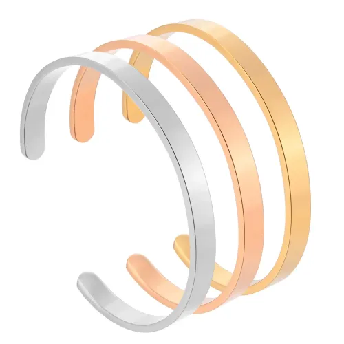 BTGM279 C-Shaped Open Cuff Stainless Steel Bracelet Chic Accessory