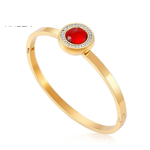 BTGM208 Gold-Tone Glass Diamond Stainless Steel Bracelet Women's Luxury Jewelry