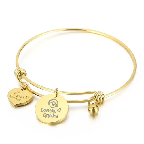 BTGM155 Love Grandma Heart-Shaped Adjustable Wire Bangle Perfect Mother's Day Gift