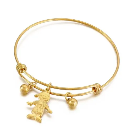 BTGM144 Stainless Steel Bracelet with Hip-Hop Boy Pendant Trendy Men's Jewelry Accessory