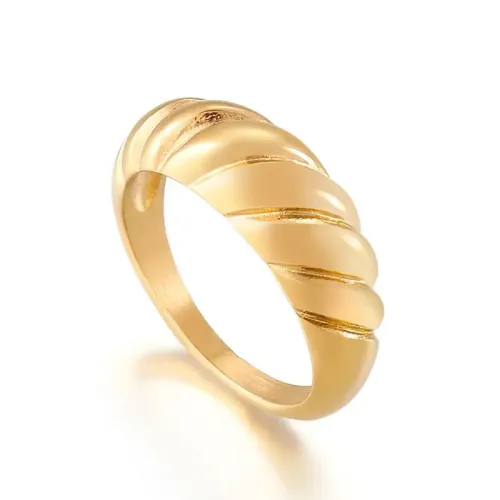 RTM3037 Women's Twist Thread Croissant Ring Angled Round Fashion Band