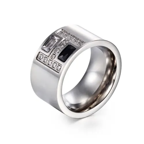 RTM3290 Elegant CNC Micro-set Diamond Zircon Rings for Women Stainless Steel Jewelry