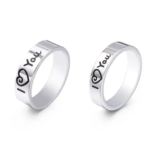 RTM3104 I LOVE YOU Heart-Shaped Stainless Titanium Steel Couple Rings