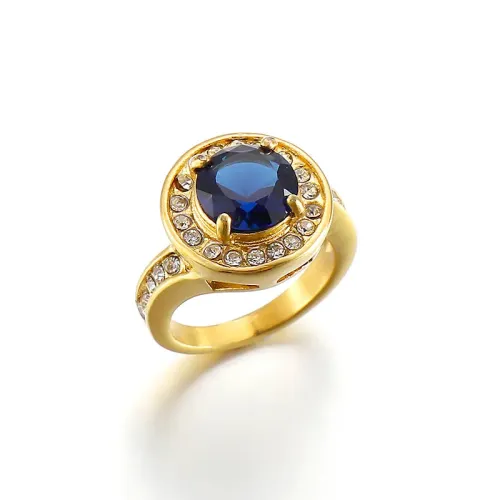 RTM3175 Stainless Steel Zircon Ring for Women Round Micropaved Four-Prong Setting