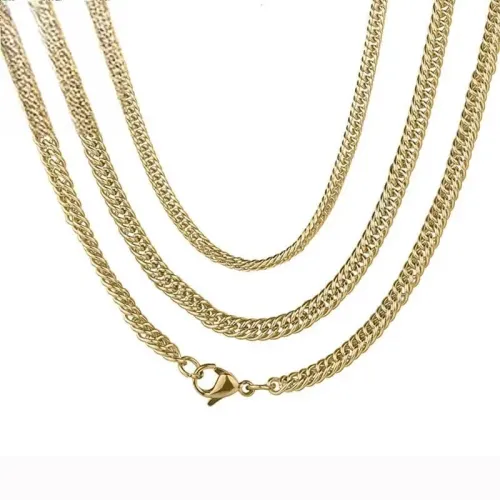 NTM4154 Double Woven 4-Sided Chain Pendant 304 Stainless Steel Necklace Accessory