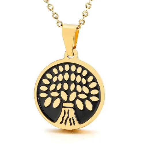 NTM4065 Gold Tree of Life Pendant Stainless Steel Christmas Ornament for Women