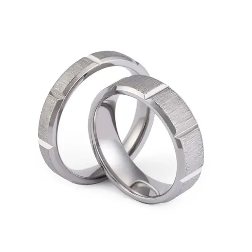 RTM3098 Stainless Steel Couple Rings Elegant Sand Surface Finish