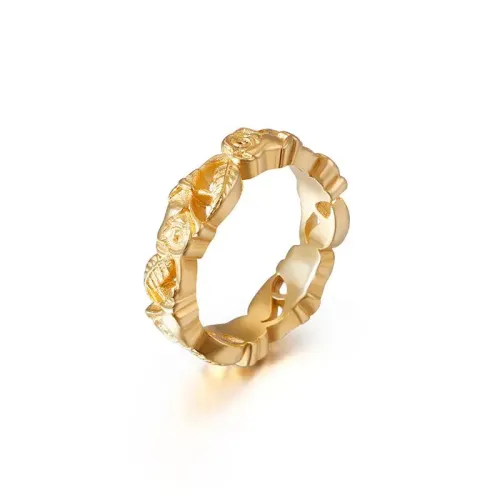 RTM3208 Elegant Rose Flower Row Ring Perfect Floral Band for Her