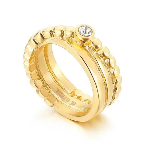 RTM2961 Luxury Gold Rhinestone Ring Women's Stainless Steel Fashion Jewelry