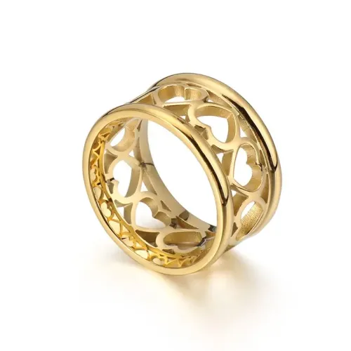 RTM2994 Custom Titanium Steel Ring Hollow Love Heart Shape Design for Romantic Gifts