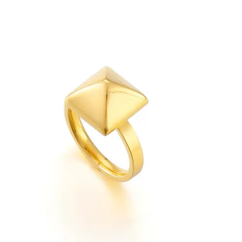 RTM3230 Gold Triangular Square Couple Rings Stainless Steel Jewelry