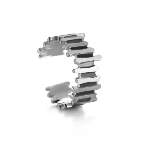 RTM3338 Unisex 304 Stainless Steel Adjustable Ring Irregular Stripe Open Design