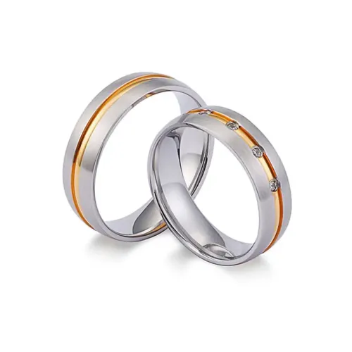 RTM3116 Frosted Diamond Wire Finger Couple Ring Titanium Stainless Steel Bands