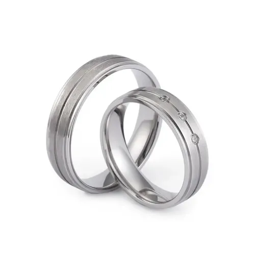 RTM3109 Frosted Titanium Steel Couple Rings Matching Love Band Set