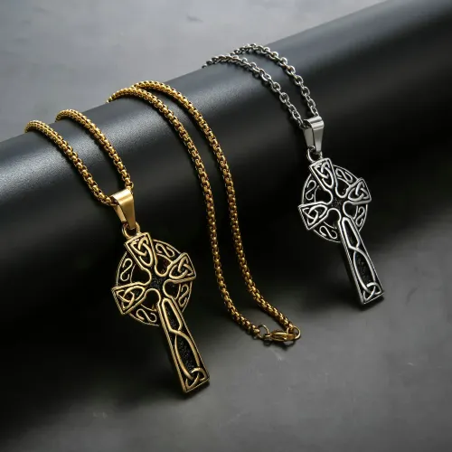 NTM4038 65MM Celtic Cross Pendant Men's Gothic Titanium Stainless Steel Necklace