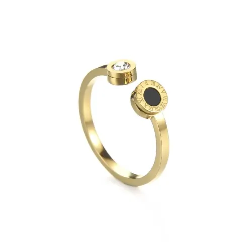 RTM3340 Men's 14K Gold Roman Numeral Ring Titanium Stainless Steel Jewelry