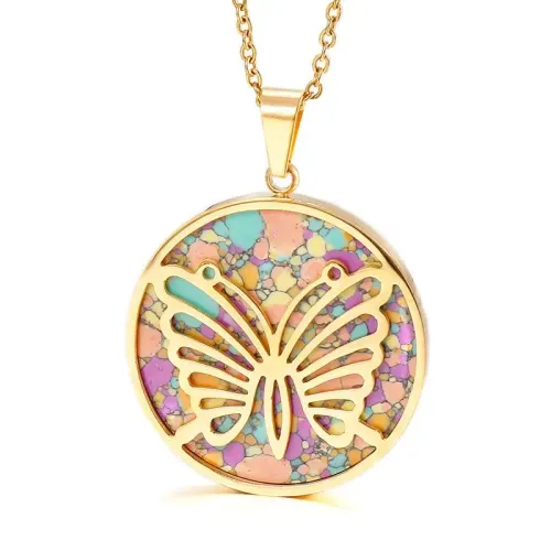 NTM4059 Butterfly-Shaped Titanium Steel Necklace Electroplated Women's Pendant