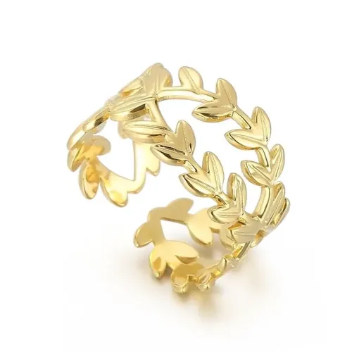 RTM2972 Chic Leaf Design Open Adjustable Ring for Women Elegant Fashion Jewelry