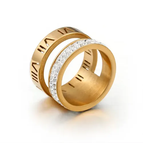 RTM3282 Personalized Roman Diamond Ring Unisex Stainless Steel Jewelry