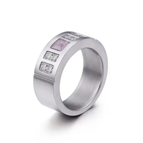 RTM3228 Women's Sticky Diamond Titanium Steel Ring Sleek Steel Color Jewelry