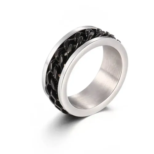 RTM2967 Unisex Rotating Titanium Steel Chain Ring Bottle Opener Functionality