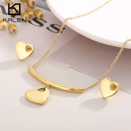 NTM4086 Women's Stainless Steel Smile Heart Pendant Jewelry Set 2-Piece Elegant Collection