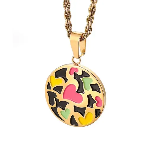 NTM4053 Geometric Circle Pattern Pendant Titanium Steel Fashion Necklace