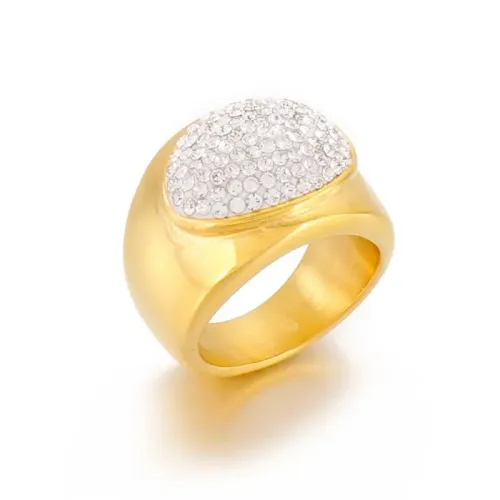 RTM3053 Girl Ceramic Titanium Steel Ring Rhinestones Women's Diamond Encrusted Jewelry