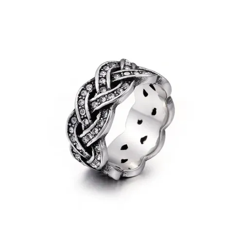 RTM3056 Elegant Titanium Steel Rings with Diamonds Unisex Stainless Jewelry