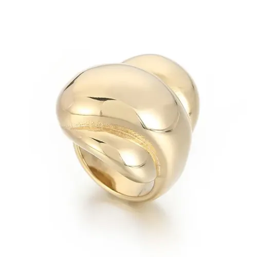 RTM3029 18K Gold Plated Titanium Stainless Steel Ring Elegant Unisex Jewelry