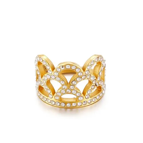 RTM3294 Hot Crown Openwork Diamond Ring Titanium Steel Fashion Jewelry