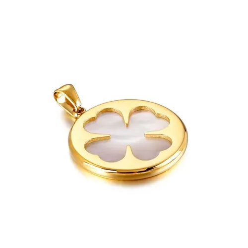 NTM4098 Love Luck Angel Tag: Four-Leaf Clover Stainless Steel Pendant for Girls