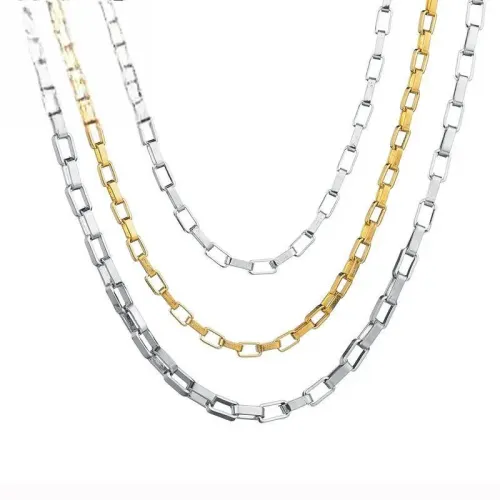 NTM4163 Long Box Chain Pendant Unisex 304 Stainless Steel Necklace for Men Women