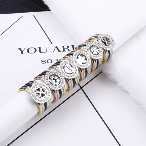 RTM3049 Mixed Color Diamond Heart-Shaped Ring Unisex Stainless Steel Patterns