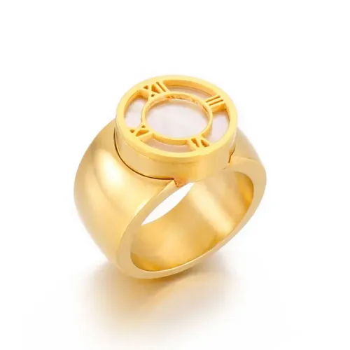 RTM3307 Wide Face Roman Titanium Steel Women's Gold Ring Luxury Fashion