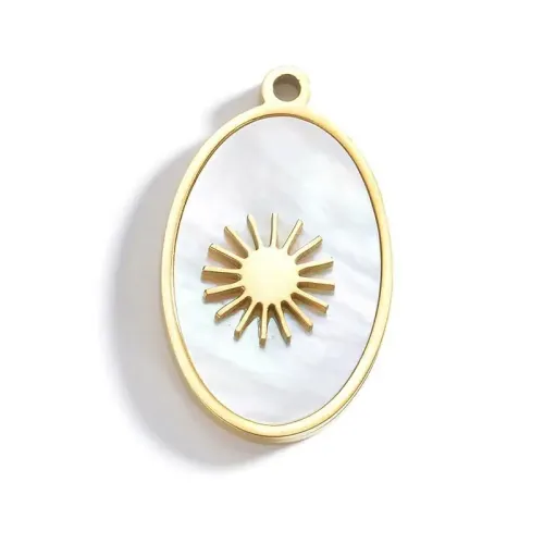 NTM4153 Oval Sun Star Circle Pendant Diamond Shell Stainless Steel Accessories