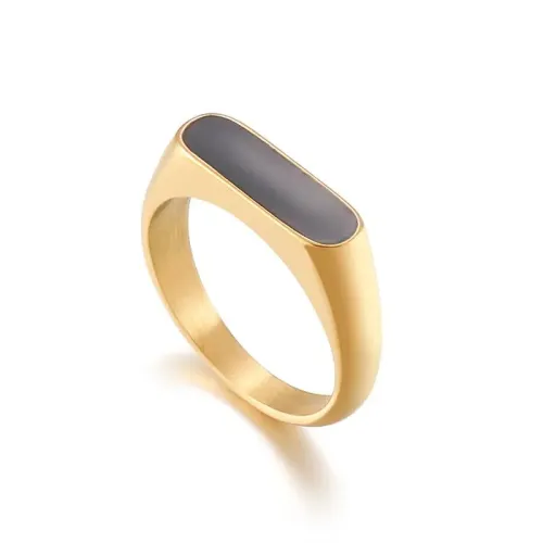 RTM3047 Elegant Oval Titanium Steel Stainless Resin Ring Modern Jewelry
