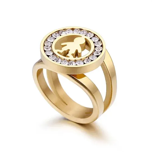 RTM3261 Boys' Titanium Steel Round Diamond Ring Sleek Jewelry for Men