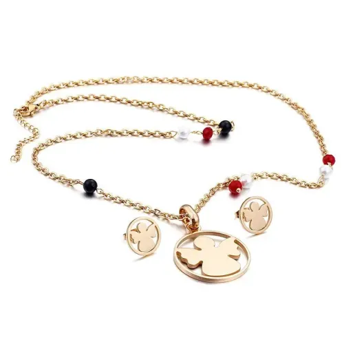 NTM4232 Elegant Titanium Steel Angel Necklace Chic Collarbone Decor Accessory