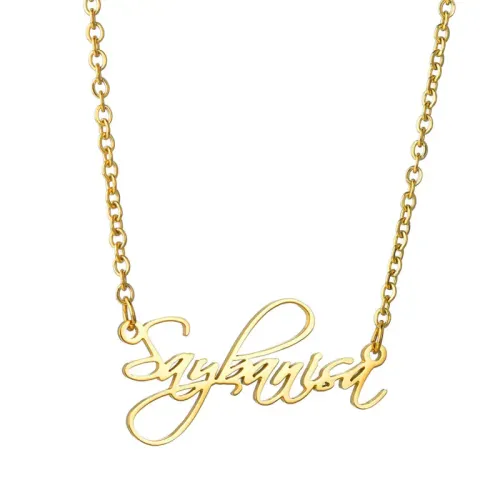 NTM4140 DIY Cut English Letter Pendant 304 Stainless Steel Vertical Cross Clavicle Chain for Women