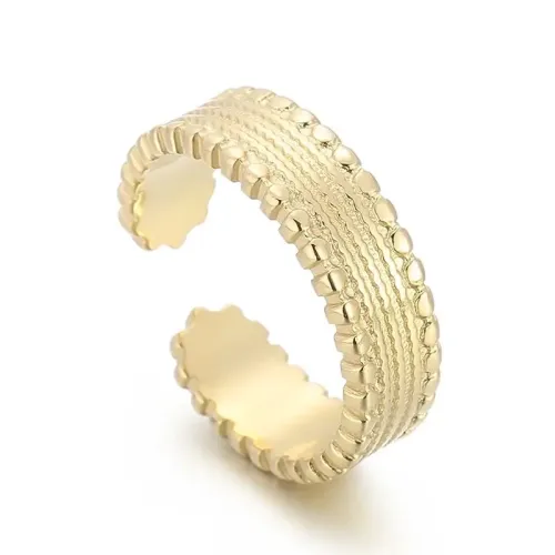 RTM2987 Stylish Titanium Steel Open Ring Unisex Textured Jewelry for Men Women